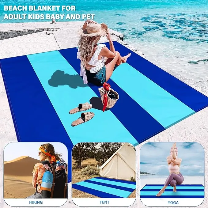 Beach Blanket Oversized Extra Large 78" X 81",Waterproof Sandproof Beach Blanket 1-7 Adults Lightweight Durable for Travel Camping Hiking Picnic