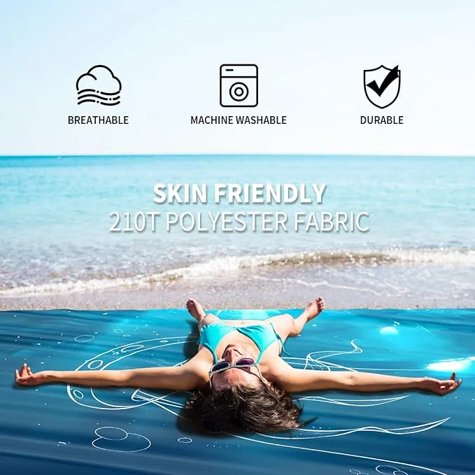 Beach Blanket Sandproof, 3D Printing 79" X 79" for 4-6 Adults Oversized Lightweight Picnic Blanket Portable Compact Quick Drying Picnic Mat for Outdoor Camping Hiking Travel