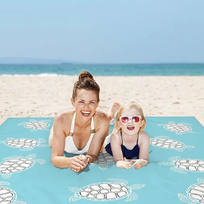 Beach Blanket Sandproof, Baby Sea Turtle Beach Mat Sand Free Waterproof, Large Picnic Blankets Lightweight Quick Drying & Portable, Polyester Outdoor Blanket Beach Essentials Must Have Accesorries