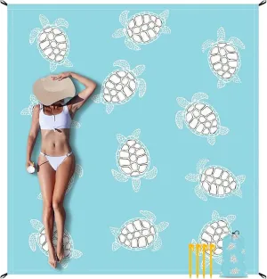 Beach Blanket Sandproof, Baby Sea Turtle Beach Mat Sand Free Waterproof, Large Picnic Blankets Lightweight Quick Drying & Portable, Polyester Outdoor Blanket Beach Essentials Must Have Accesorries