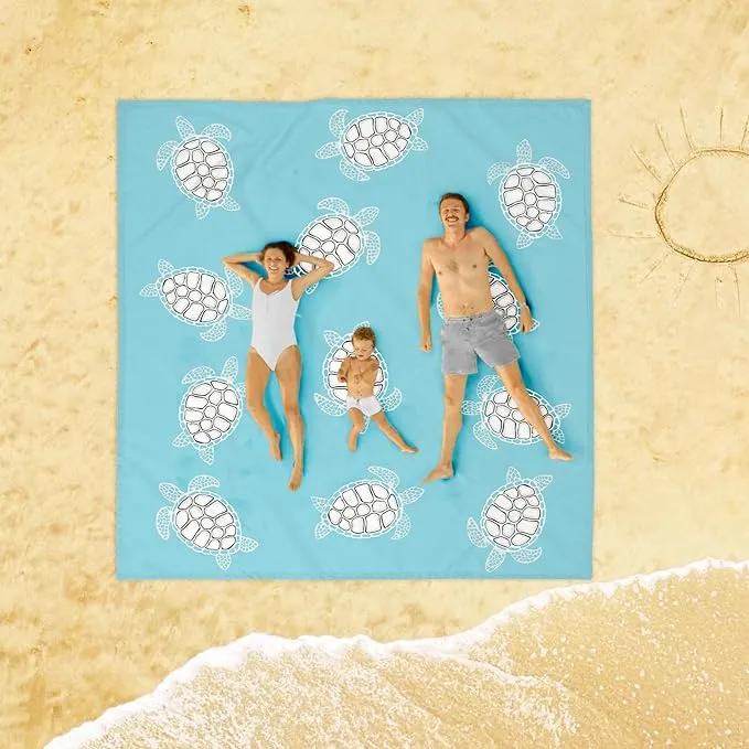 Beach Blanket Sandproof, Baby Sea Turtle Beach Mat Sand Free Waterproof, Large Picnic Blankets Lightweight Quick Drying & Portable, Polyester Outdoor Blanket Beach Essentials Must Have Accesorries