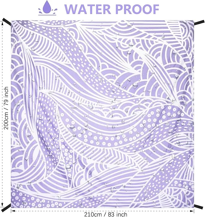Beach Blanket, Sandproof Beach Mat, Waterproof Quick Drying Lightweight Outdoor Picnic Mat 79" X 83" for 2-4 Adults with Pocket for Travel, Camping, Hiking