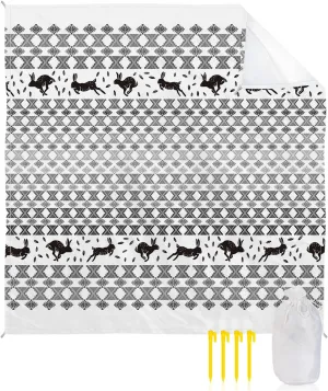 Beach Blanket Sandproof, Bohemian Rabbit Abstract Boho Waterproof Beach Mat Lightweight Quick Drying Picnic Blanket Beach Essentials for Travel Camping Hiking 95x80in
