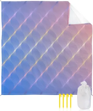 Beach Blanket Sandproof, Retro Gradient Purple Abstract Waterproof Beach Mat Lightweight Quick Drying Picnic Blanket Beach Essentials for Travel Camping Hiking 95x80in