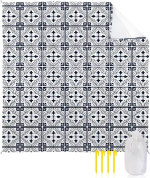 Beach Blanket Sandproof, Retro Mid Century Abstract Art Lines Waterproof Beach Mat Lightweight Quick Drying Picnic Blanket Beach Essentials for Travel Camping Hiking 108x84in