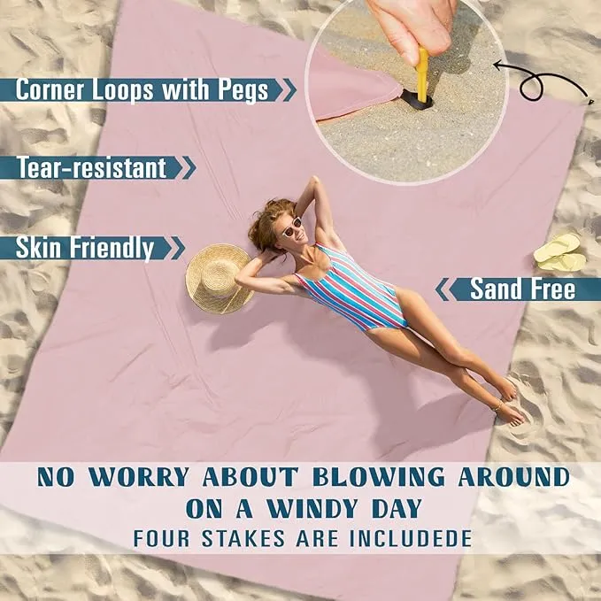 Beach Blanket Sandproof Waterproof 10'×9' 1-8 Adults Oversized,Compact Lightweight Durable Beach Mat for Travel Camping Hiking Picnic Blanket