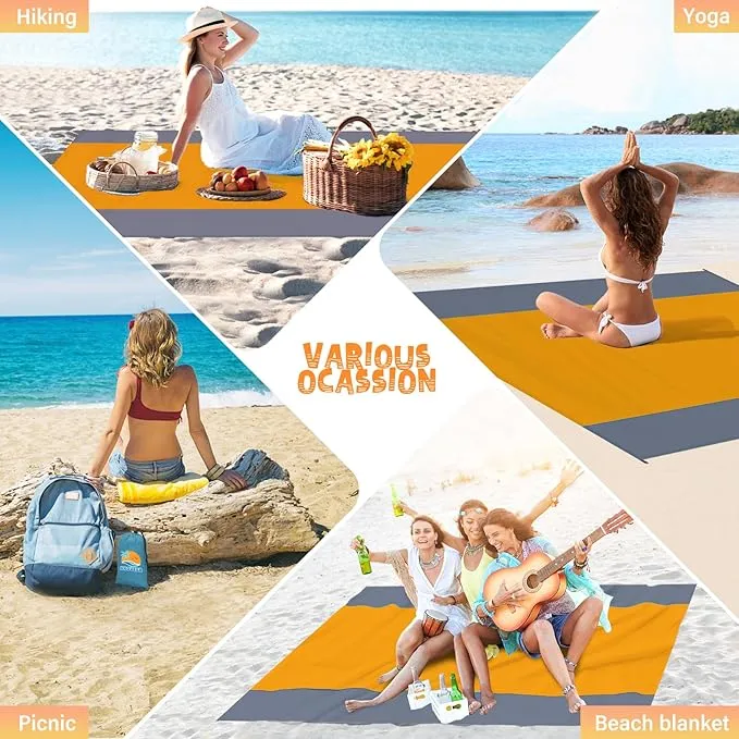 Beach Blanket Waterproof Sandproof 1-8 Adult Oversized 9'×10' Lightweight Durable Compact Sand Free Beach Mat for Travel Camping Hiking Picnic Blanket