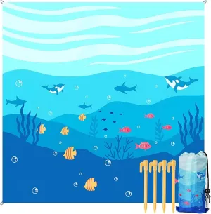 Beach Blanket Waterproof Sandproof, 111x121Inch Sand Free Beach Mat, Quick Drying, Light Weight and Portable Outdoor Picnic Mat for Travel, Camping