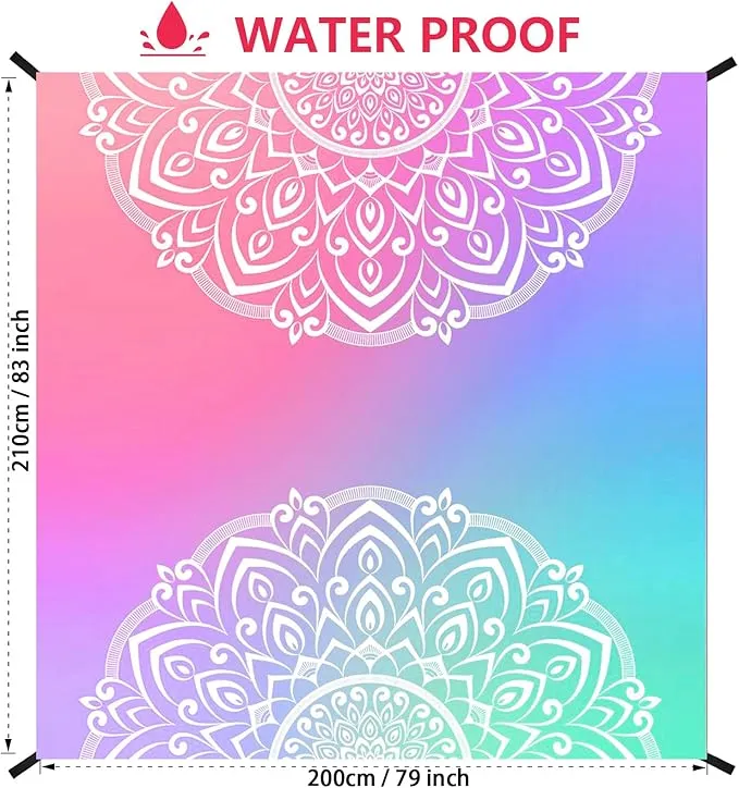 Beach Blanket Waterproof Sandproof Beach Mat 79" X 83" /10'x9'for 2-8 Adults Quick Drying Outdoor Picnic Mat Beach Accessories for Travel, Camping, Hiking
