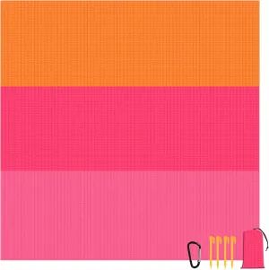 Beach Blanket Waterproof Sandproof Lightweight Durable Extra Large 79“×83”Beach Mat,Outdoor Travel Picnic Blanket (6.6×6.9FT(1~4Person), Tricolor)