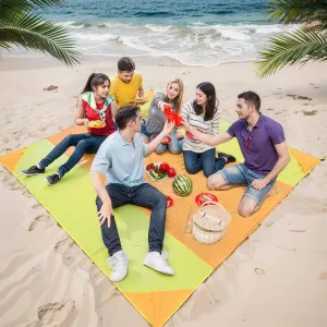 Beach Mat Blanket Oversized 118"x110" Sandproof Water Resistant Beach Blanket Portable Outdoor Camping Blanket Must Have for Travel,Camping,Hiking(BigOrangeYellow)