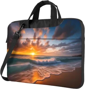 Beach Maui Hawaii Sunset Sea Waves Clouds pattern Fashionable and ultra-thin shoulder laptop bag 15.6 inch Shockproof soft lining