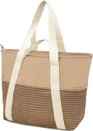 Beach Tote Bag Waterproof Sandproof Mesh Swiming Pool Bag with Zipper for Summer Vacation