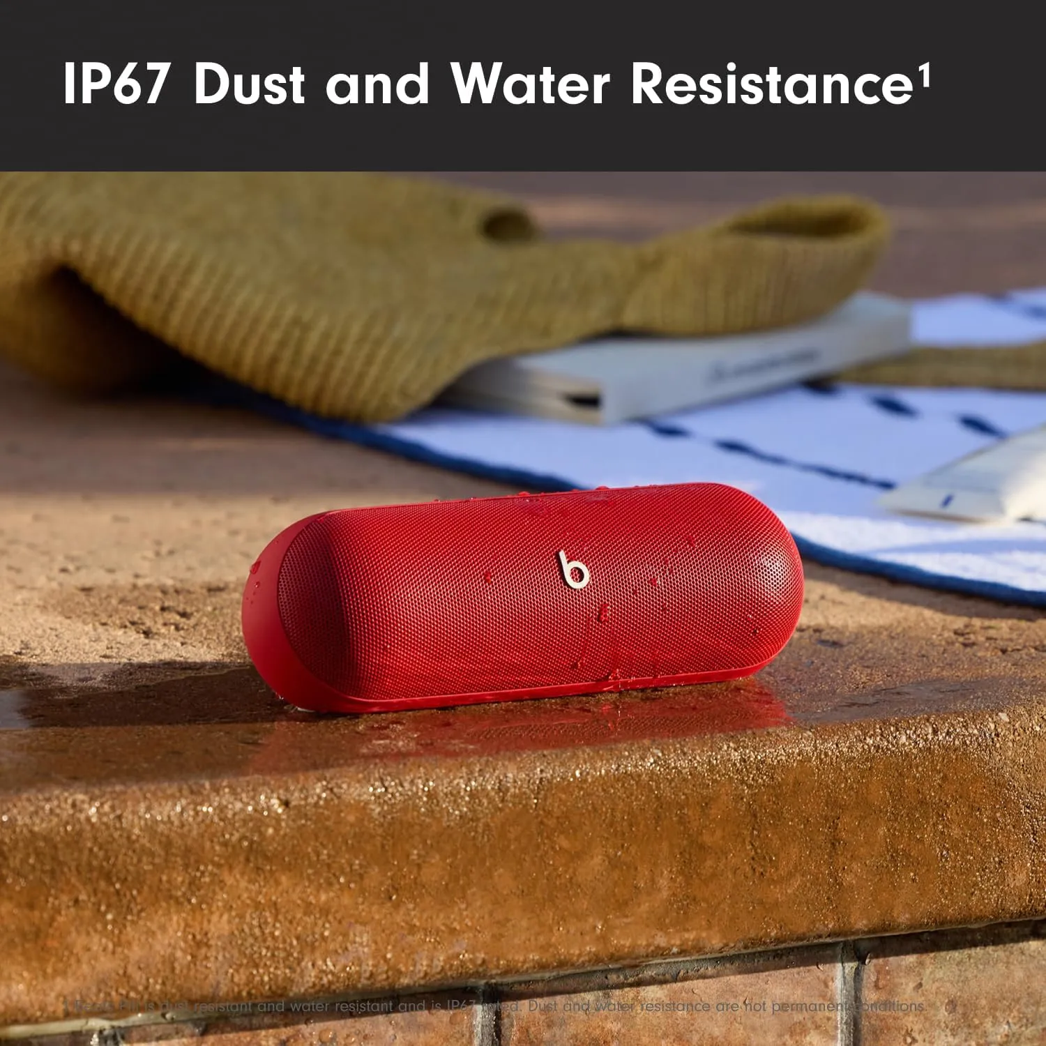 Beats Pill - Portable Bluetooth Speaker - Up to 24H Battery Life, Water Resistant, Bluetooth, Apple & Android Compatible, Seriously Loud Sound for Home, Outdoor and Travel – Statement Red