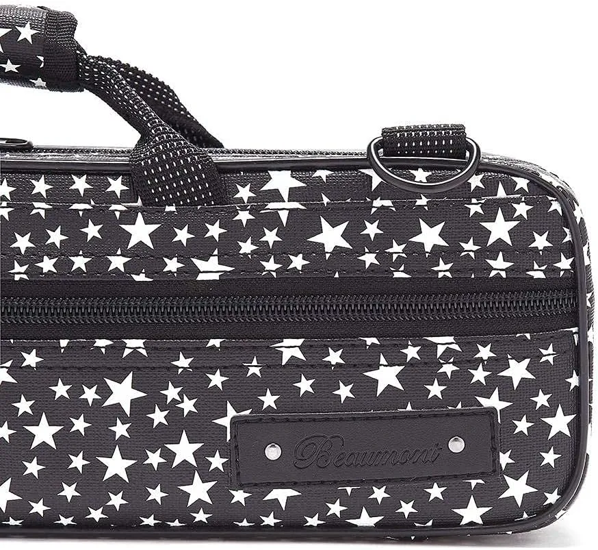 Beaumont "Starry Night" Flute Case With Shoulder Strap - C-Foot Flute Hard Case Cover - Lightweight Canvas C Case for Yamaha, Jupiter, Trevor James Flute Instrument Case