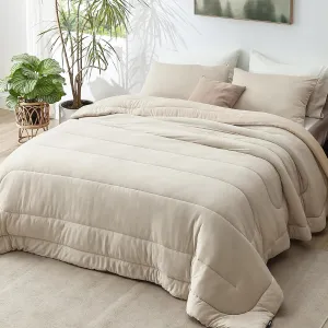 Bedsure King Comforter Set - Cooling and Warm Bed Set, Linen Reversible Bedding for All Season, 3 Pieces, 1 King Size Comforter (102"x90") and 2 Pillow Cases (20"x36")