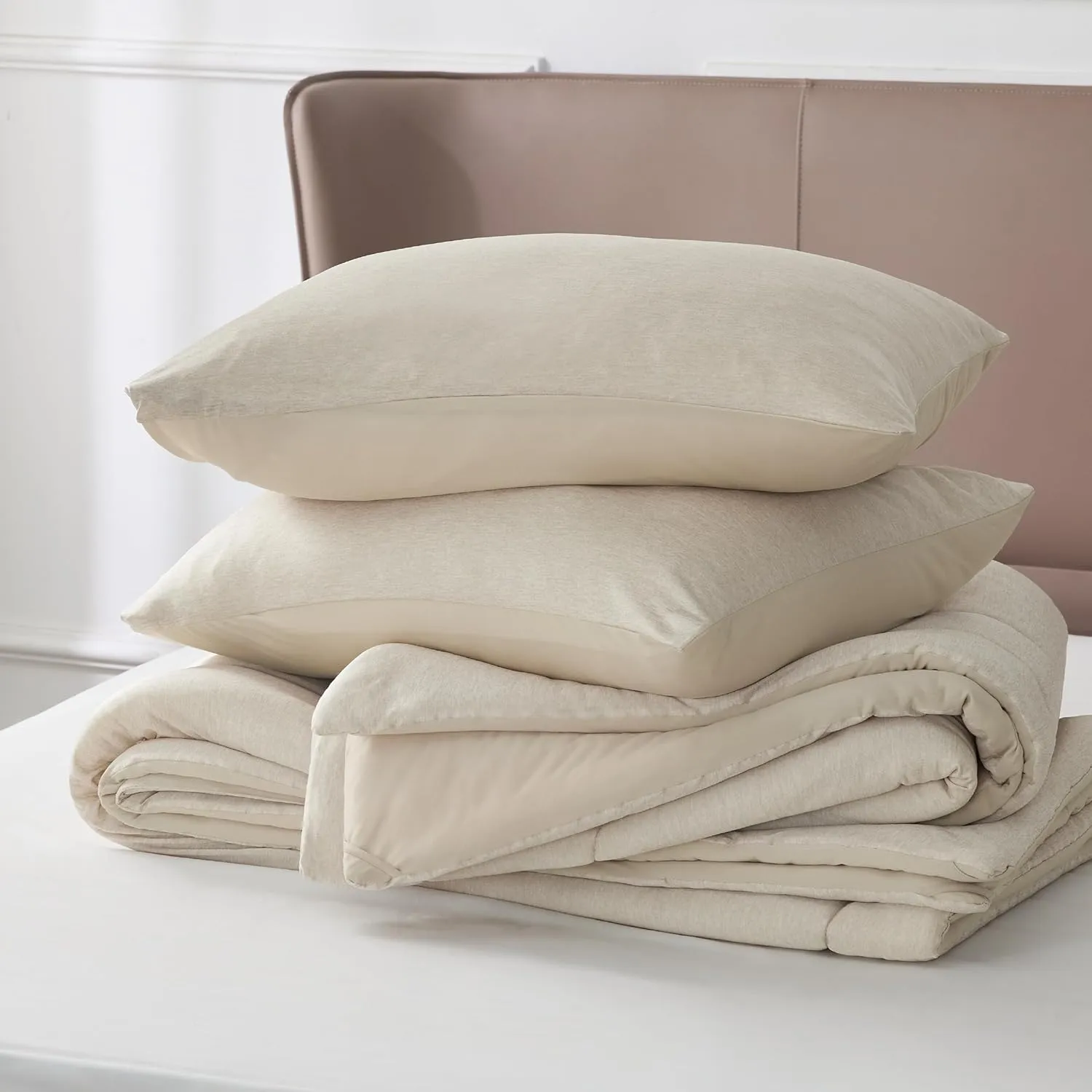 Bedsure Queen Comforter Set - Cooling and Warm Bed Set, Linen Reversible Bedding for All Season, 3 Pieces, 1 Queen Size Comforter (88"x88") and 2 Pillow Cases(20"x26")