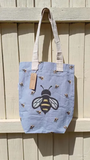 Bee Happy Shopping Tote Bag - 100% Natural Cotton