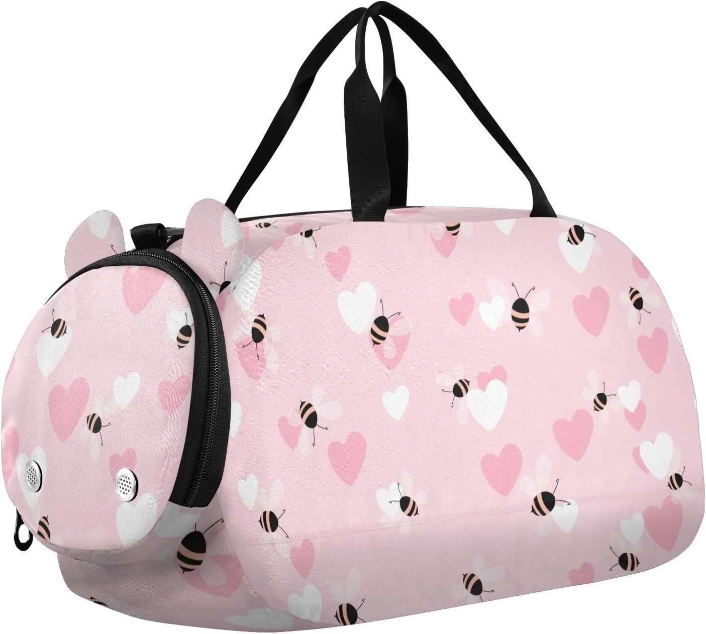 Bees Pink Hearts Duffel Bags for Boys Small Gym Bags for Teens Dance Bag for Girls