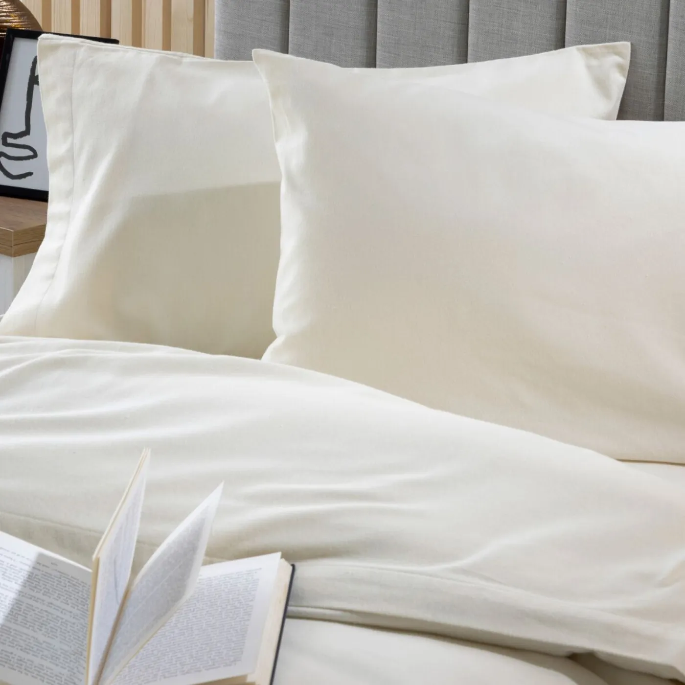 Belledorm Snuggle Ups Pillowcases | Cream / Grey