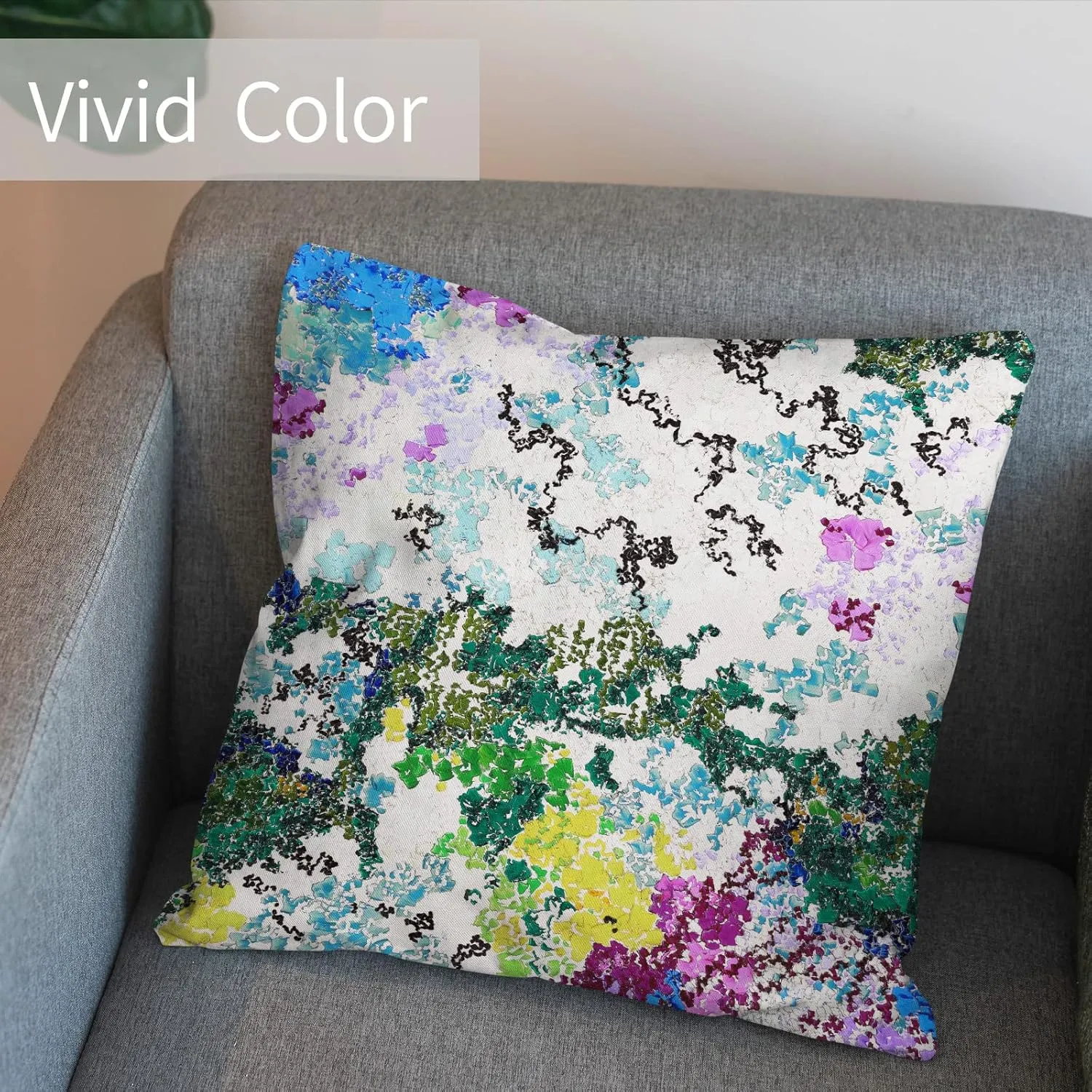 Berkin Arts Decorative Square Throw Pillow Covers Farmhouse Cushion Cases Designed of Art Flower Floral,Polyester Blend. Pack of 2, 18x18 Inch. Washable Green for Coffee (Wisteria by Claude Monet)