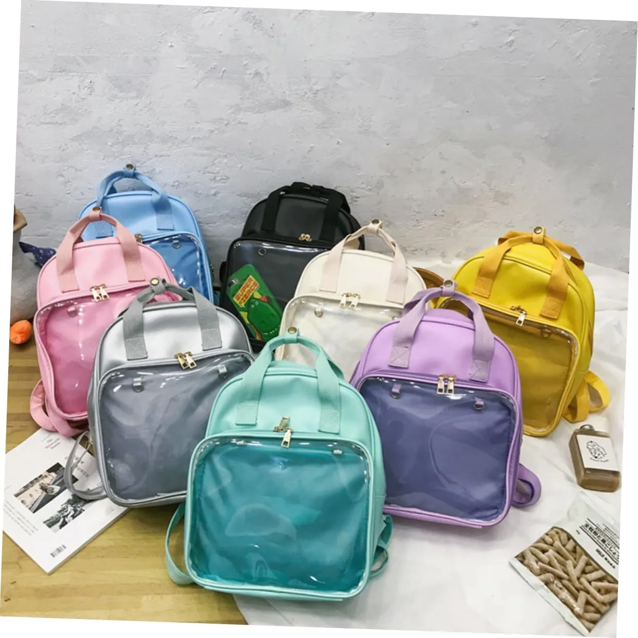BESPORTBLE Pvc Candy Backpack School Bag for Ages Storage Compartment Convenient Zipper Design