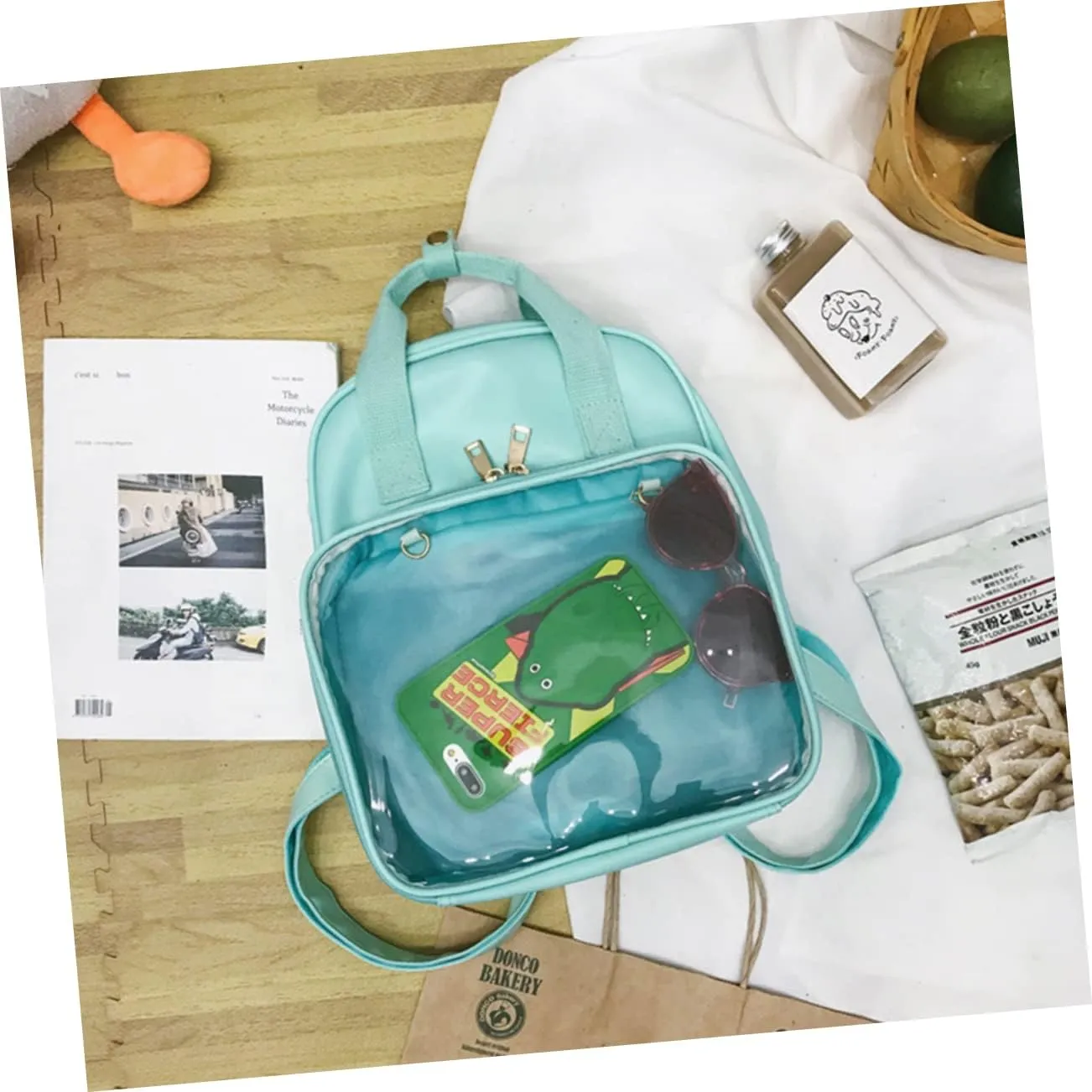 BESPORTBLE Pvc Candy Backpack School Bag for Ages Storage Compartment Convenient Zipper Design