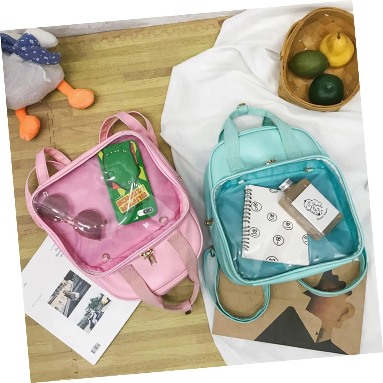BESPORTBLE Pvc Candy Backpack School Bag for Ages Storage Compartment Convenient Zipper Design