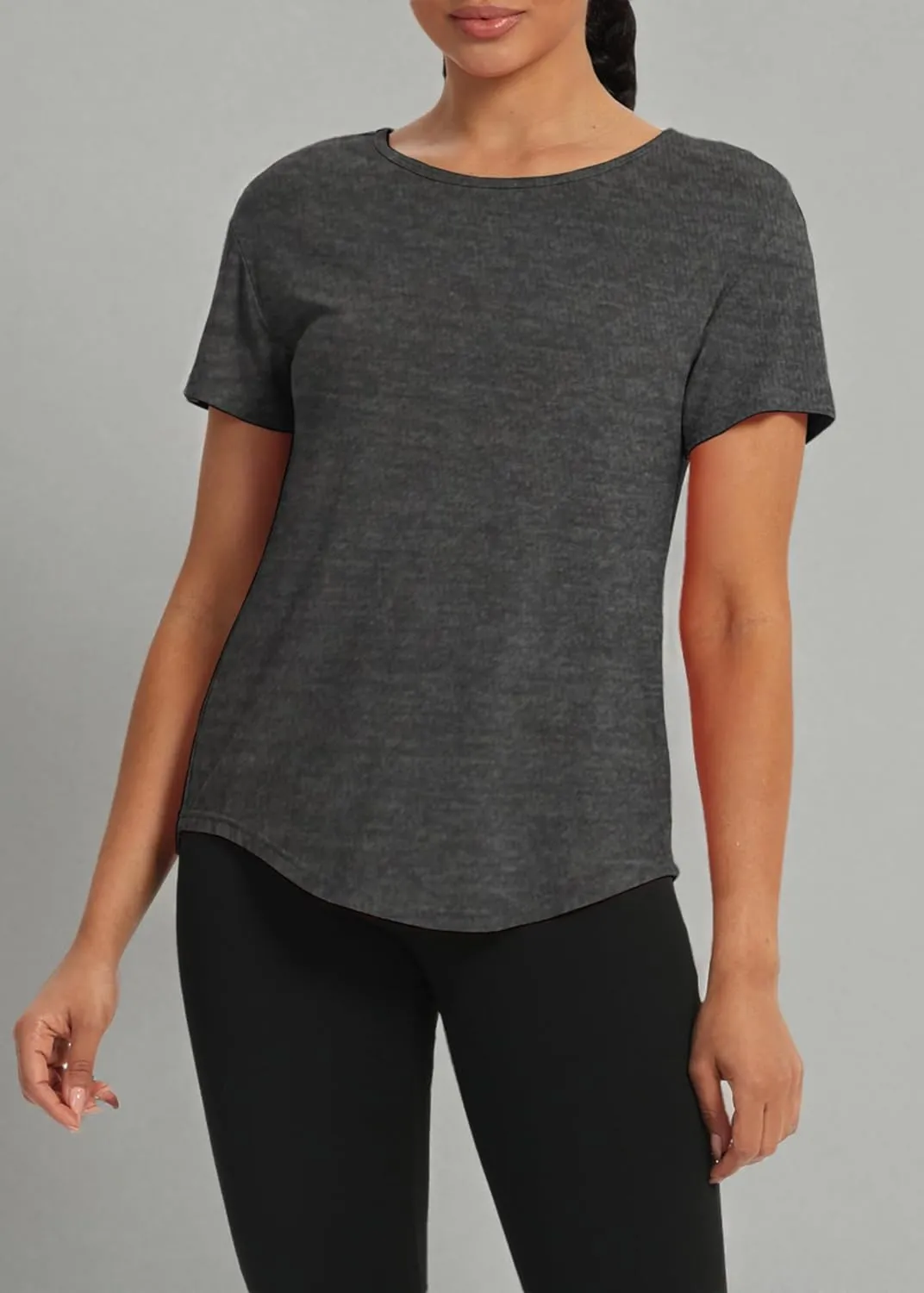 Bestisun Women Short Sleeve Workout Athletic Shirts Tie Back Sports Gym Tops Mesh Yoga Clothes