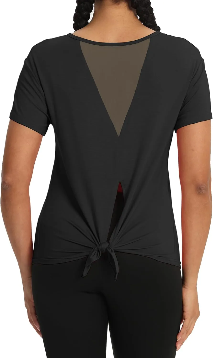 Bestisun Women Short Sleeve Workout Athletic Shirts Tie Back Sports Gym Tops Mesh Yoga Clothes
