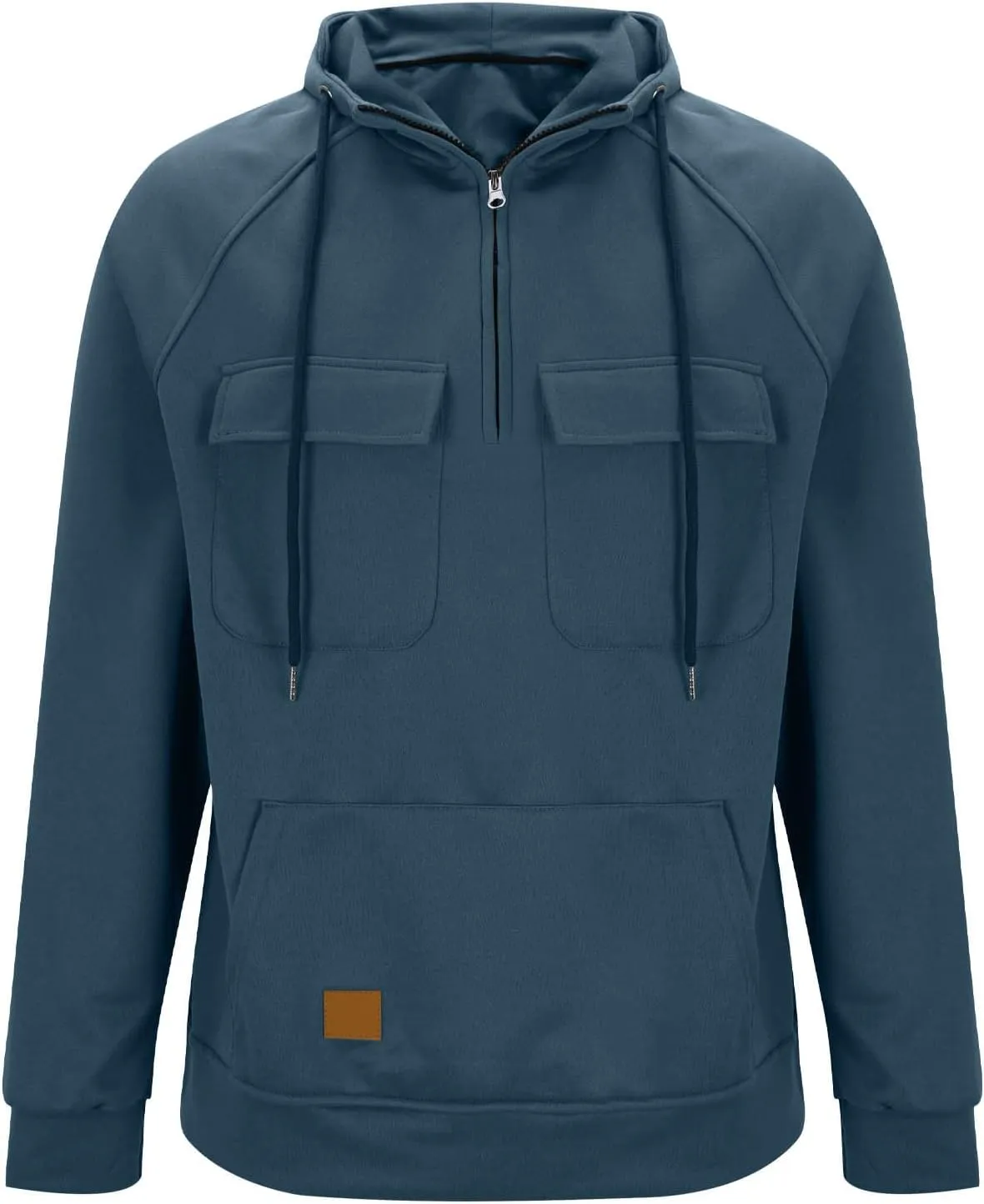 Big and Tall Hoodies for Men Casual Fashion Long Sleeve Cargo Hooded Sweatshirt Drawstring Quarter-Zip Pullover Shirt