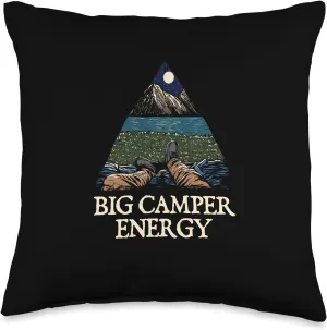 Big Camper Energy Hiking Camp Hiker Road Trip Summer Throw Pillow, 16x16, Multicolor