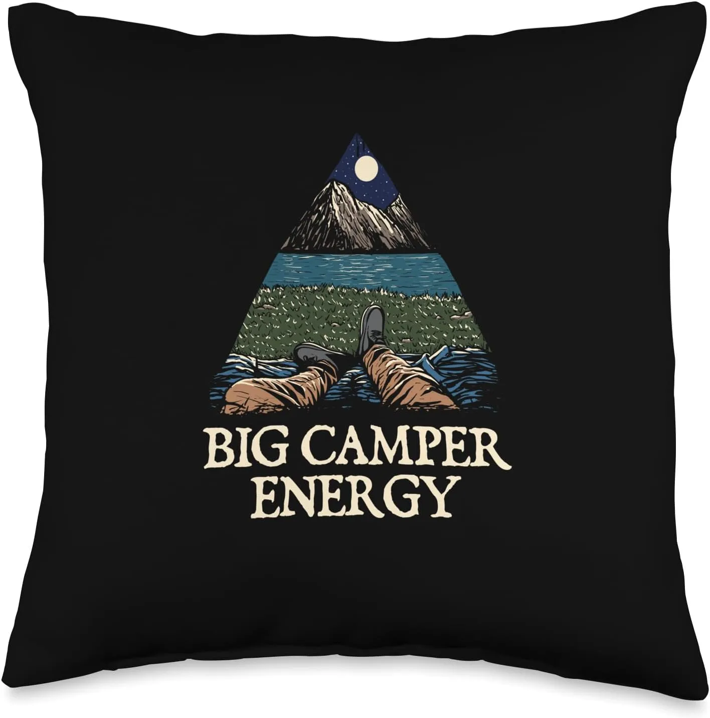 Big Camper Energy Hiking Camp Hiker Road Trip Summer Throw Pillow, 16x16, Multicolor