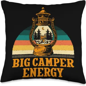 Big Camper Energy Hiking Camp Hiker Road Trip Summer Throw Pillow, 16x16, Multicolor