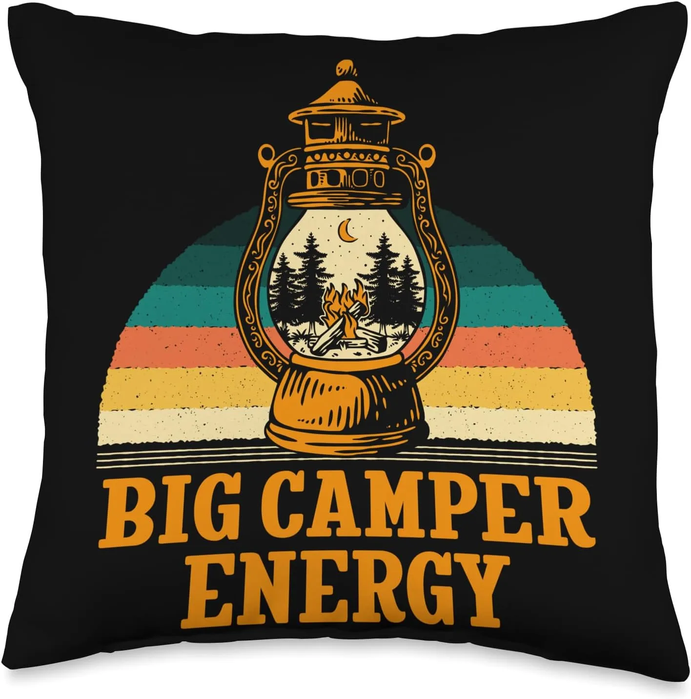 Big Camper Energy Hiking Camp Hiker Road Trip Summer Throw Pillow, 16x16, Multicolor