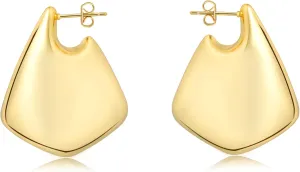 Big Chunky Statement Fin Earrings for Women, Dupes Earrings Trendy Drop Gold/Silver Hoop Earrings, Jewelry Gifts for Women