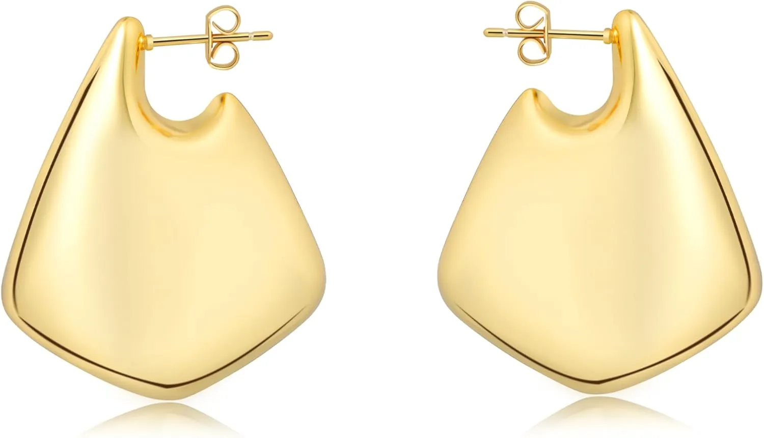 Big Chunky Statement Fin Earrings for Women, Dupes Earrings Trendy Drop Gold/Silver Hoop Earrings, Jewelry Gifts for Women