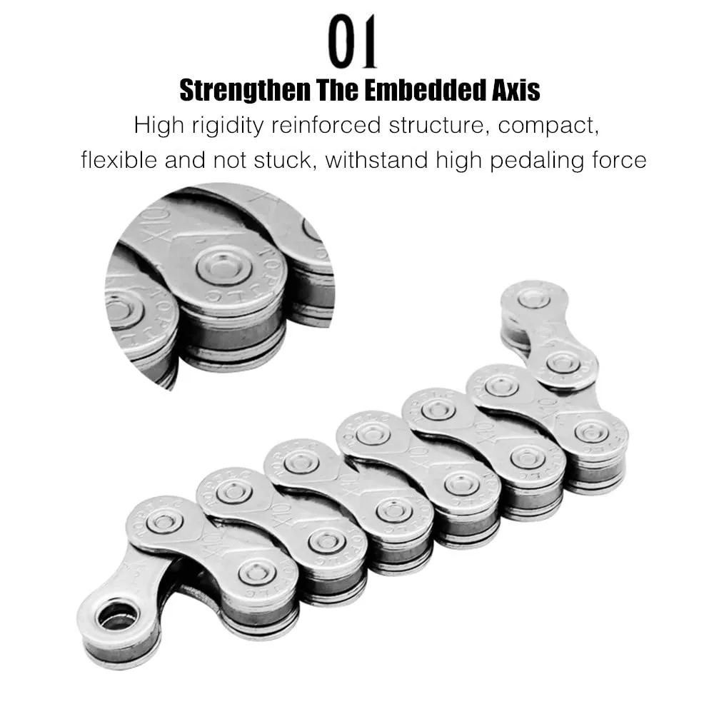 Bike Chain 1/2" x 11/128" 116 Links 10 Speed Bicycle Chain,Bike Chains MTN BTX MTB Mountain Bike Road,10-Speed Chain