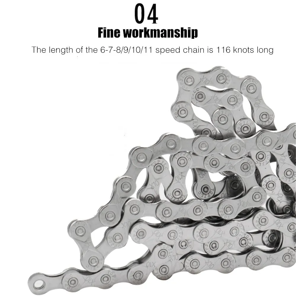 Bike Chain 1/2" x 11/128" 116 Links 10 Speed Bicycle Chain,Bike Chains MTN BTX MTB Mountain Bike Road,10-Speed Chain