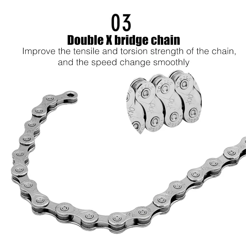 Bike Chain 1/2" x 11/128" 116 Links 10 Speed Bicycle Chain,Bike Chains MTN BTX MTB Mountain Bike Road,10-Speed Chain