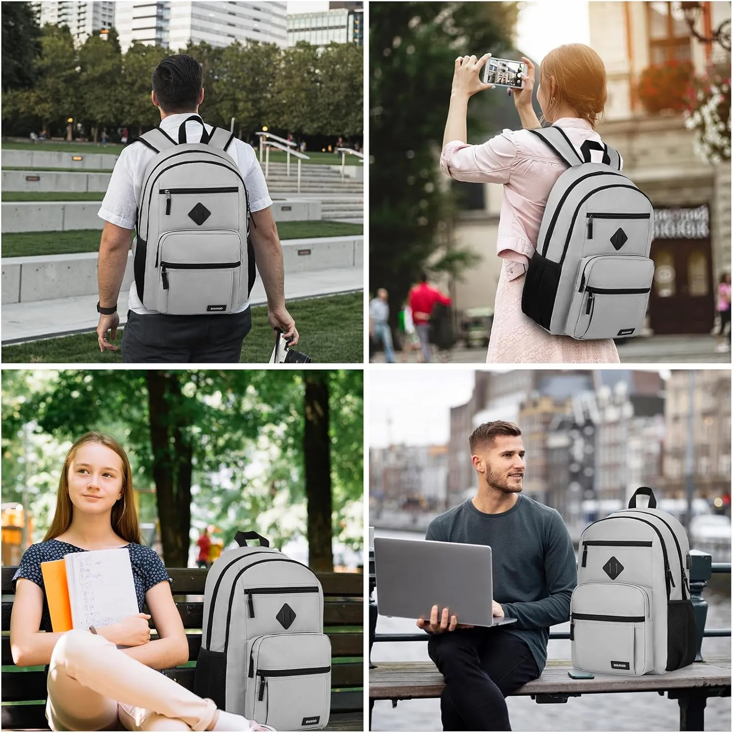 BIKROD Backpack for Men and Women, Lightweight Casual School Backpack for Teens Boys and Girls, Daily-use Travel Laptop Backpack with USB Charging Port Fits 15.6 Inch Notebook, High School Bookbag