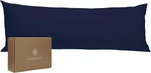 BIOWEAVES 100% Organic Cotton Body Pillow Cover for Body Pillowcases 300 Thread Count Soft Sateen Weave GOTS Certified with Zipped Closure - 21" x 54", Navy Blue