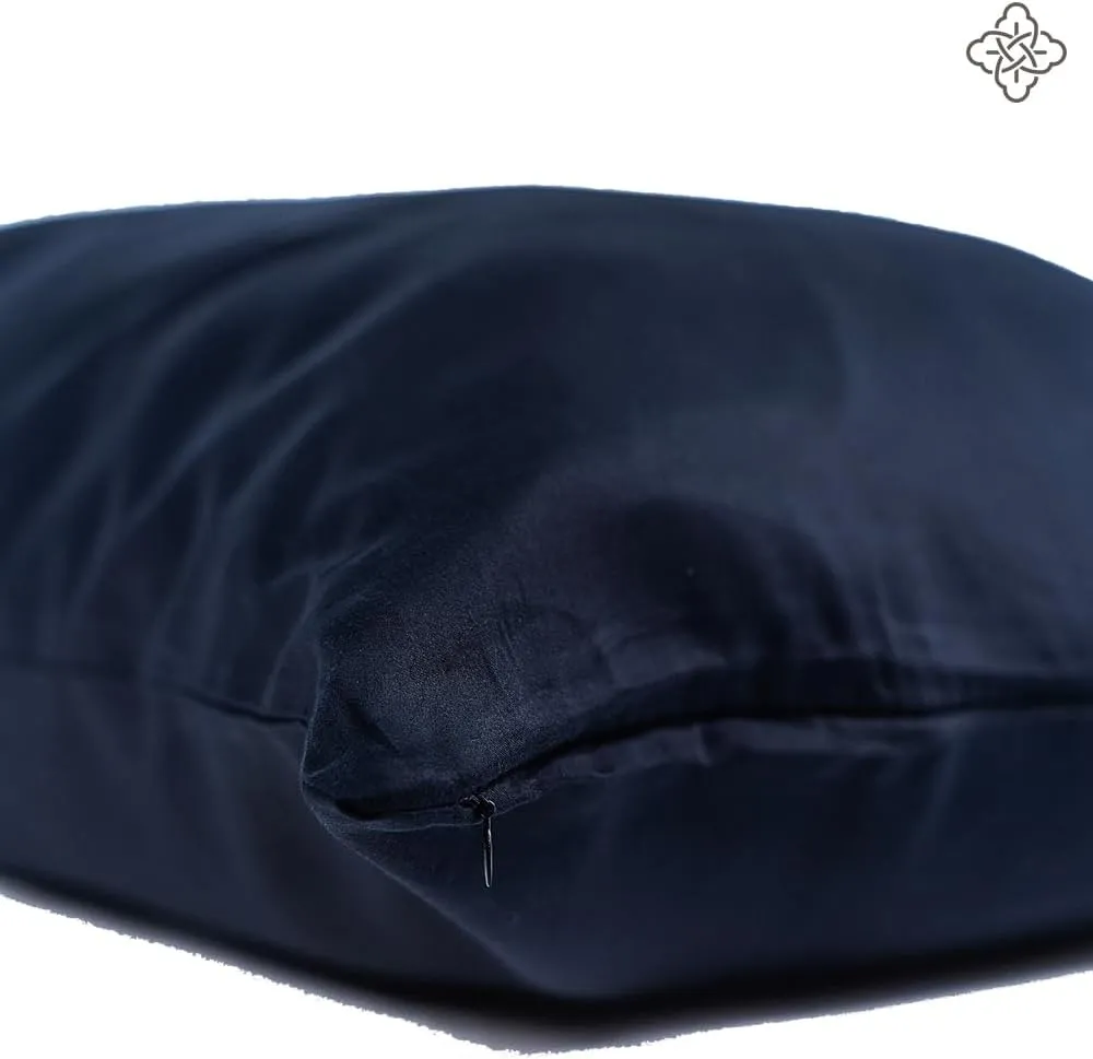 BIOWEAVES 100% Organic Cotton Body Pillow Cover for Body Pillowcases 300 Thread Count Soft Sateen Weave GOTS Certified with Zipped Closure - 21" x 54", Navy Blue