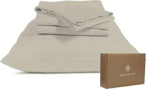 BIOWEAVES 100% Organic Cotton Sheets, 300 Thread Count 4-Piece GOTS Certified Bed Sheet Set Fits Mattress Upto 17" Deep Pocket, Soft & Silky Sateen Weave (Full, Sand)