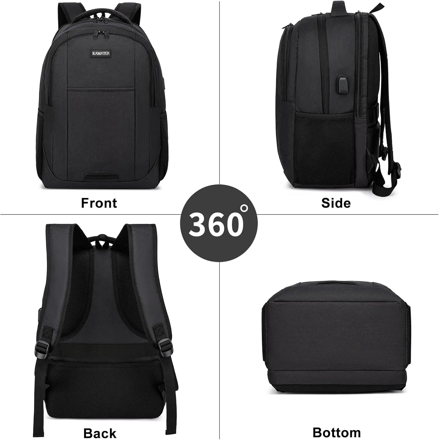 Black Backpack for School, School BackPack for Teens, Girls and Boys, with 15.6 inch Laptop Bookbag for College, Large Computer Back Pack with Compartments for Men & Women…