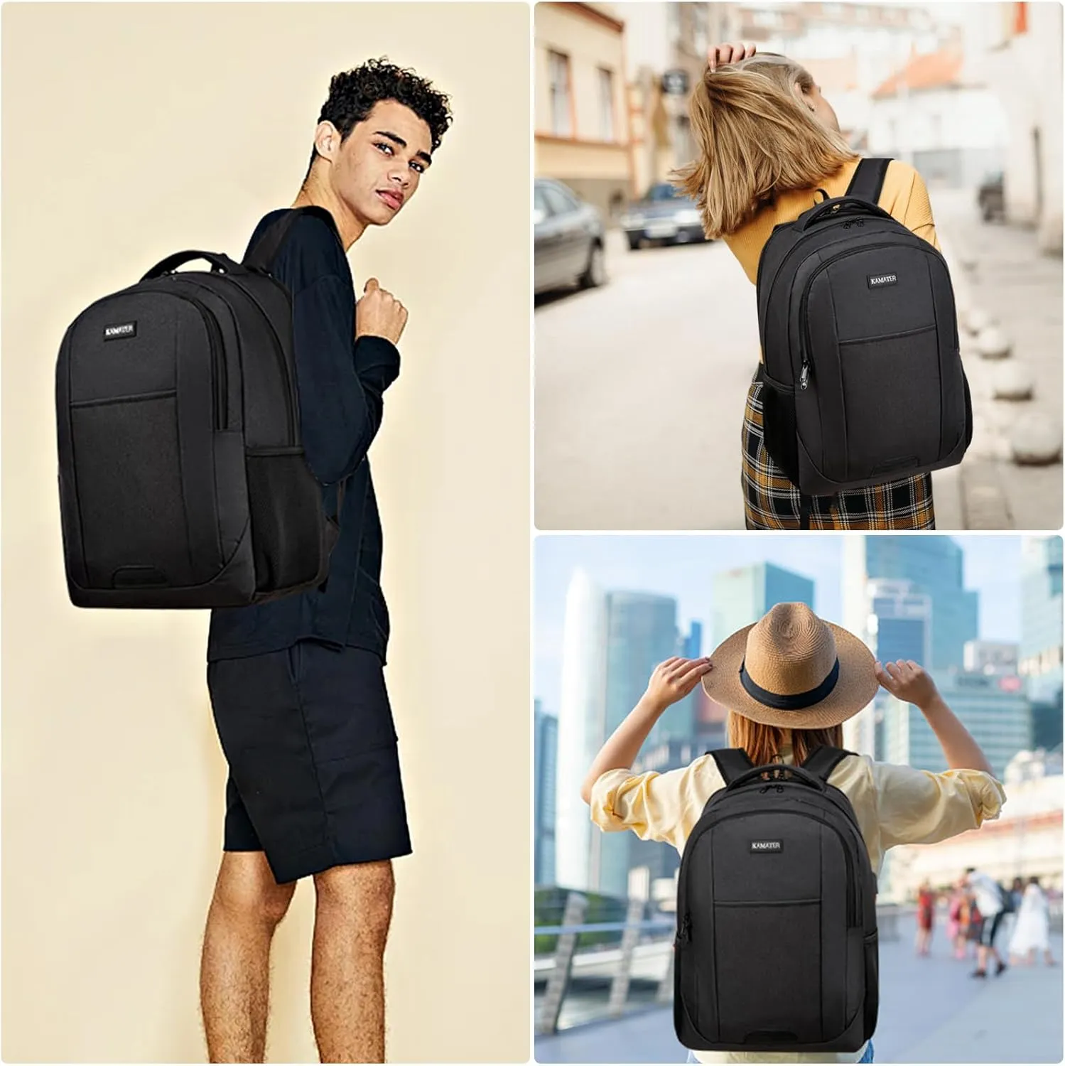 Black Backpack for School, School BackPack for Teens, Girls and Boys, with 15.6 inch Laptop Bookbag for College, Large Computer Back Pack with Compartments for Men & Women…