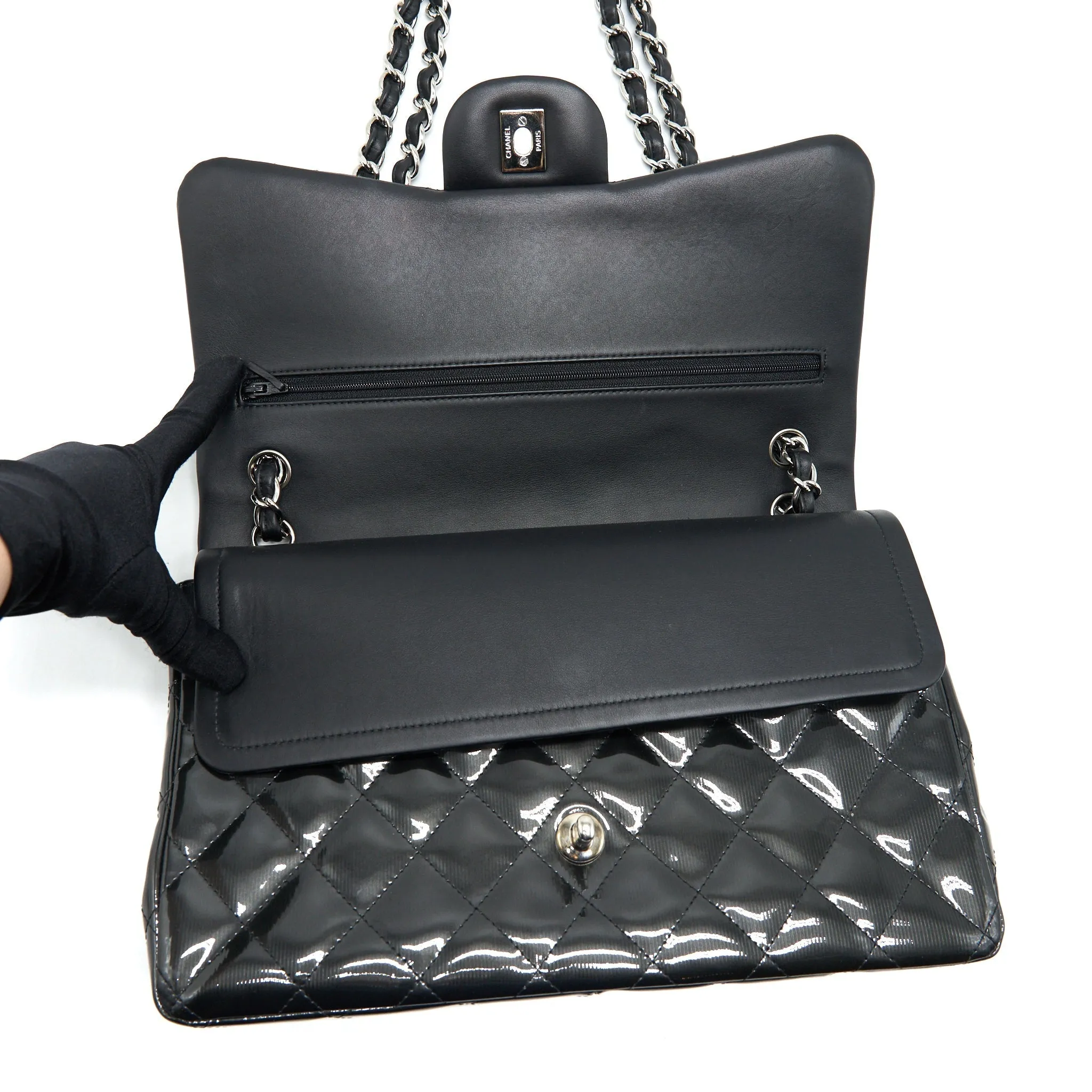 Black Flap Classic Jumbo Buy-one-get-one Proactive support Patent Bag Chanel