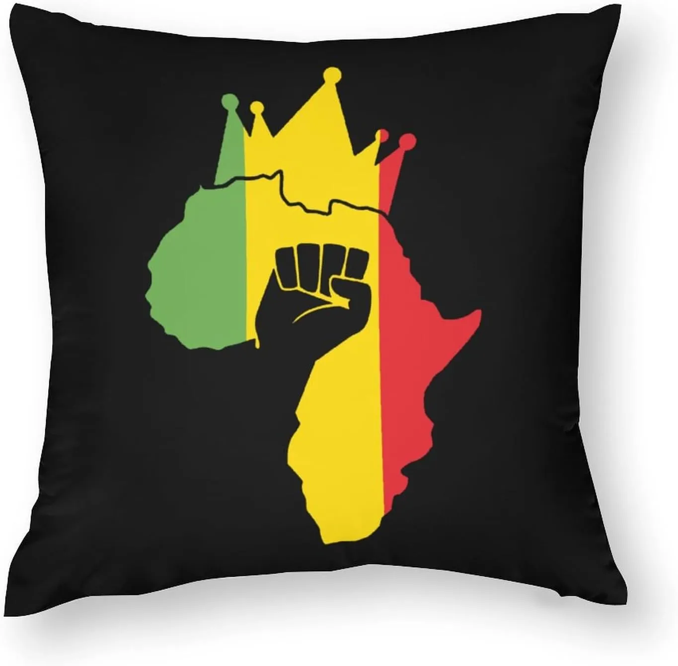 Black Power Fist on Africa Map Polyester Pillow Cases Soft Pillow Covers Smooth Cushion Covers for Sofa Bed Set of 4