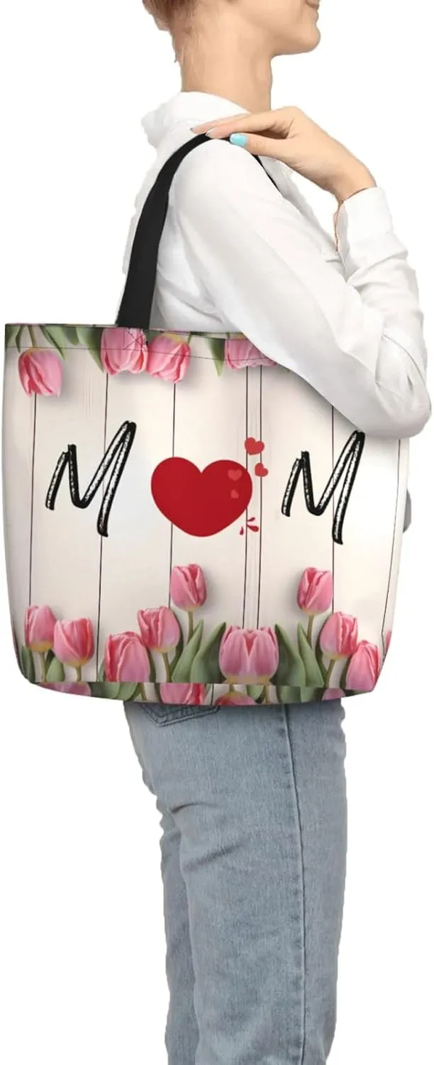 Black Sunflowers Tote Bag for Women, Reusable Grocery Shopping Tote Bags with Zipper, Casual Shoulder Bag Handbags