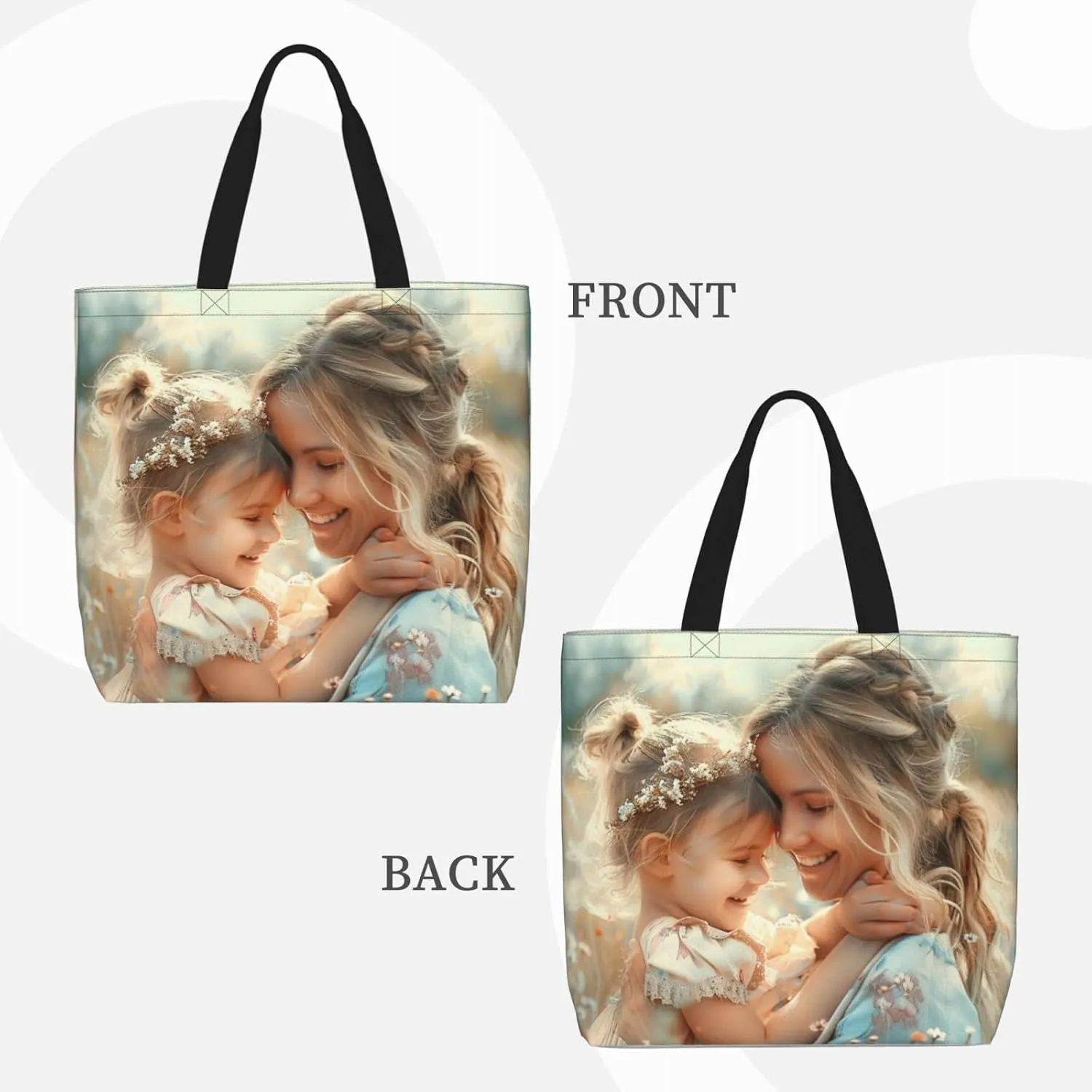 Black Sunflowers Tote Bag for Women, Reusable Grocery Shopping Tote Bags with Zipper, Casual Shoulder Bag Handbags